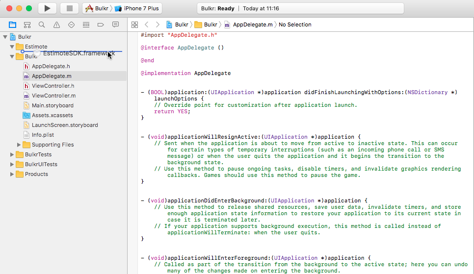 Configuring a blank Xcode project